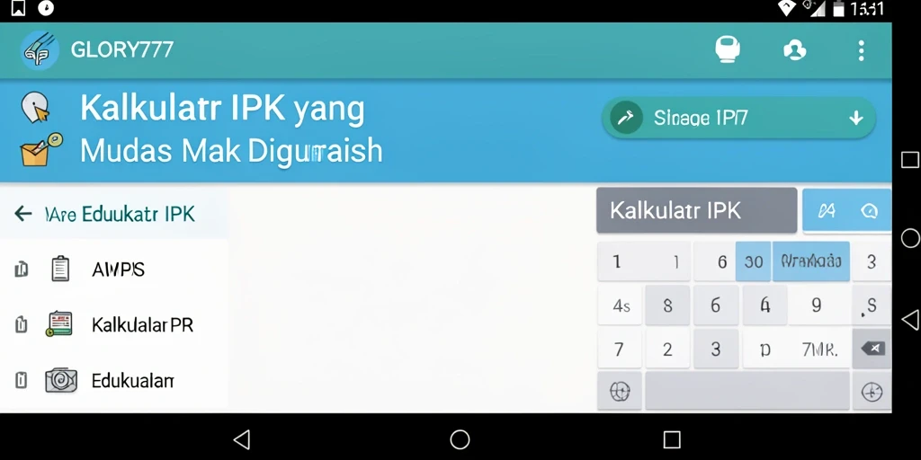 Tampilan antarmuka GLORY777 dengan fungsi Kalkulator IPK yang sederhana.