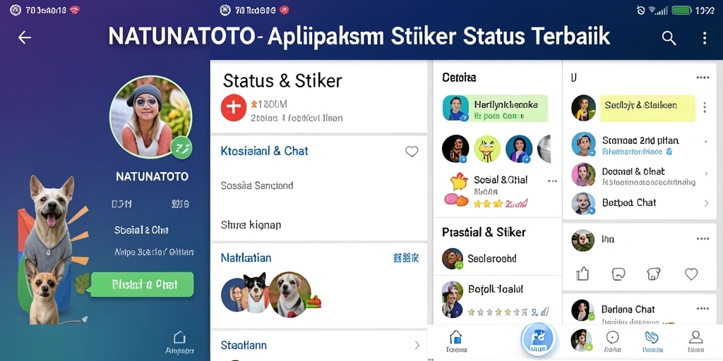 Antarmuka aplikasi NATUNATOTO dengan koleksi stiker menarik.