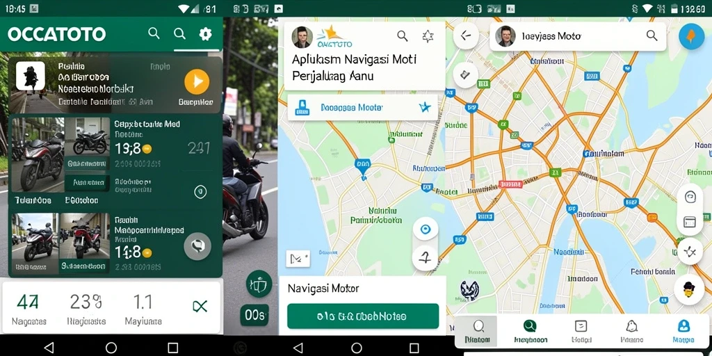 Antarmuka aplikasi OCATOTO dengan navigasi motor yang mudah digunakan.
