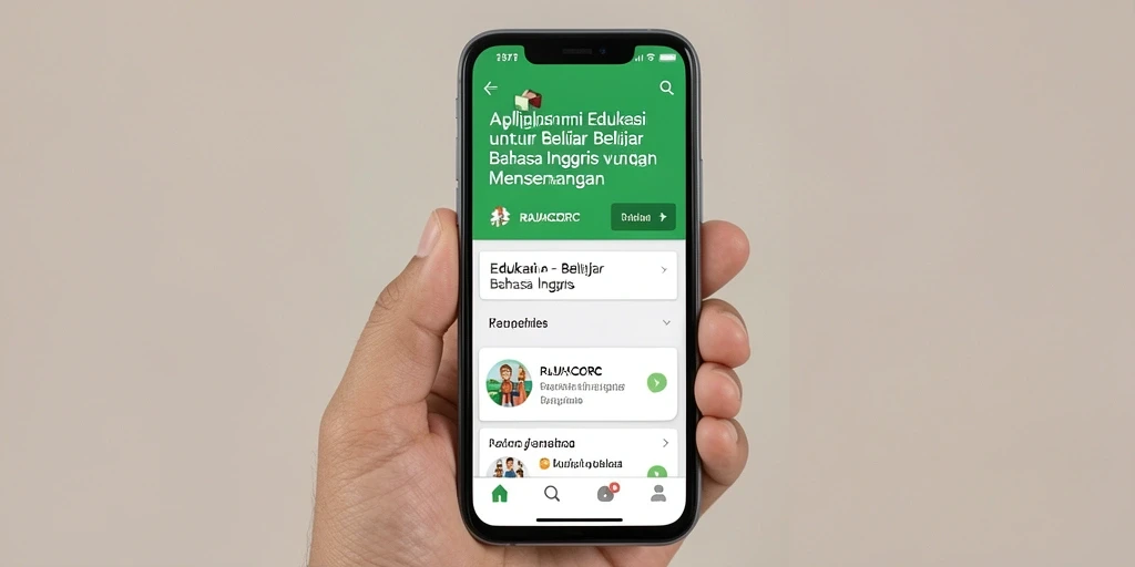 Tampilan antarmuka RAJACORC untuk belajar Bahasa Inggris yang interaktif.