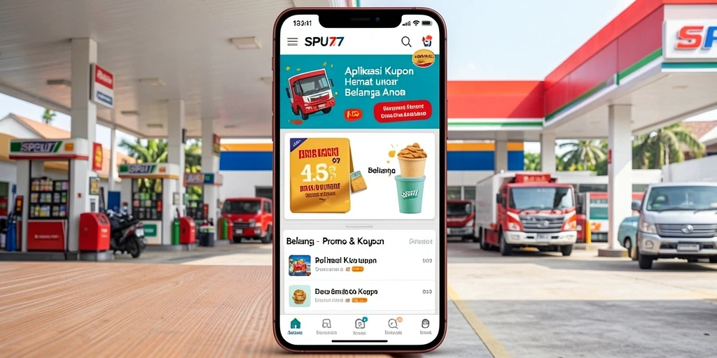 Tampilan antarmuka SPBU77 dengan berbagai penawaran kupon.