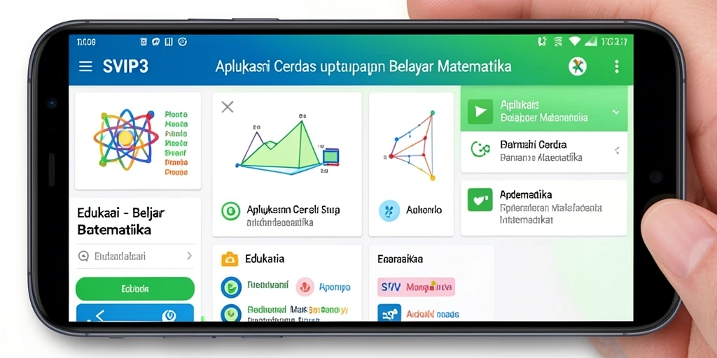 Tampilan antarmuka aplikasi SVIP3 untuk belajar matematika dengan fitur interaktif.