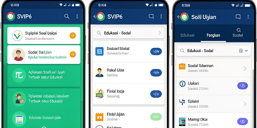 Tampilan antarmuka SVIP6 yang ramah pengguna untuk belajar soal ujian.