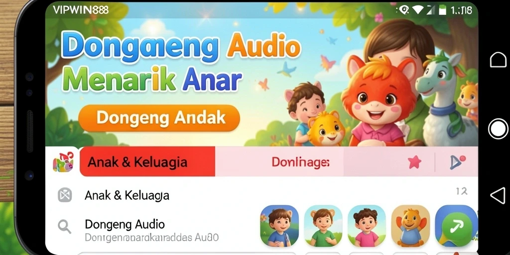 Tampilan antarmuka aplikasi VIPWIN88 yang ramah anak dan interaktif.
